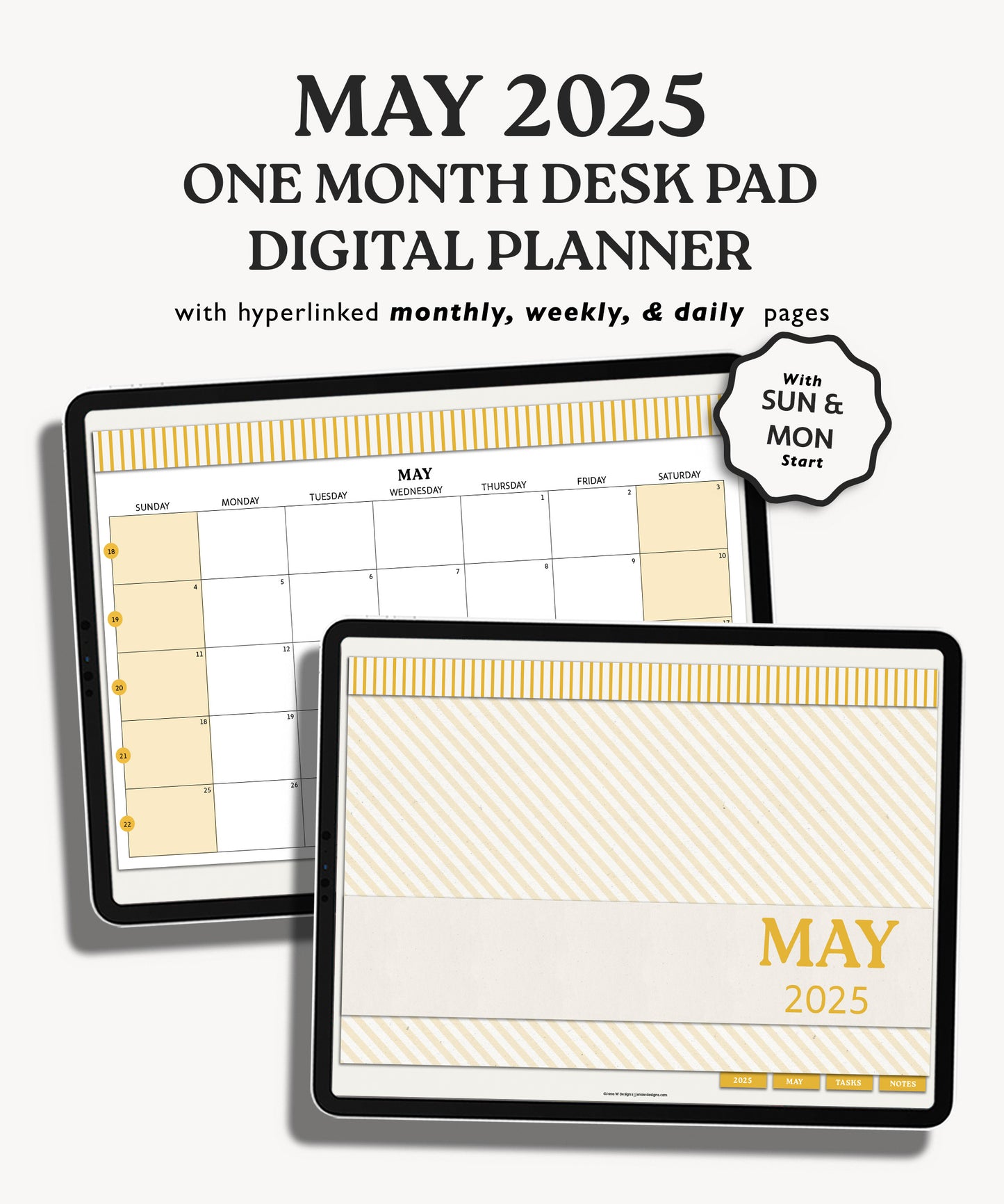 One Month Digital Desk Pad Planner