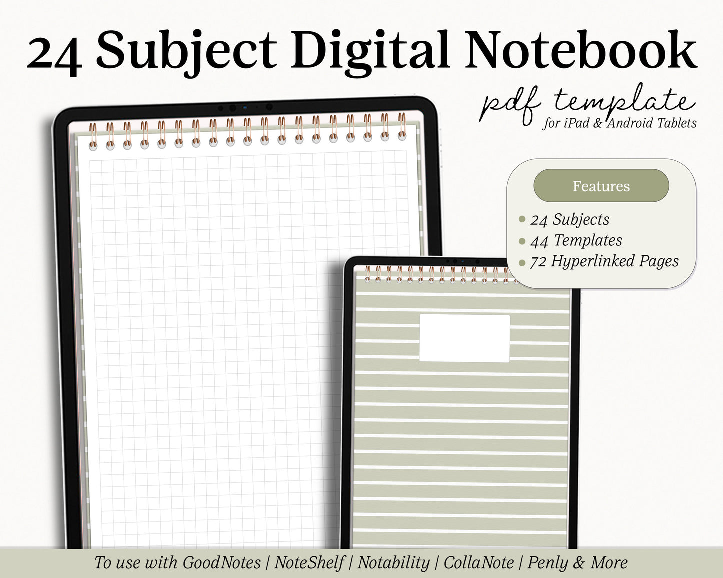 24 Subject Notebook | Multiple Paper & Planning Templates | Realistic Notepad