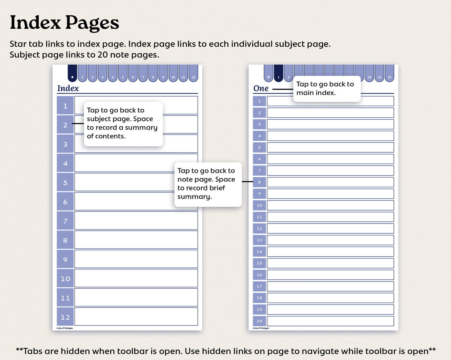 12 Subject Cornell Notebook | for reMarkable Paper Pro Move