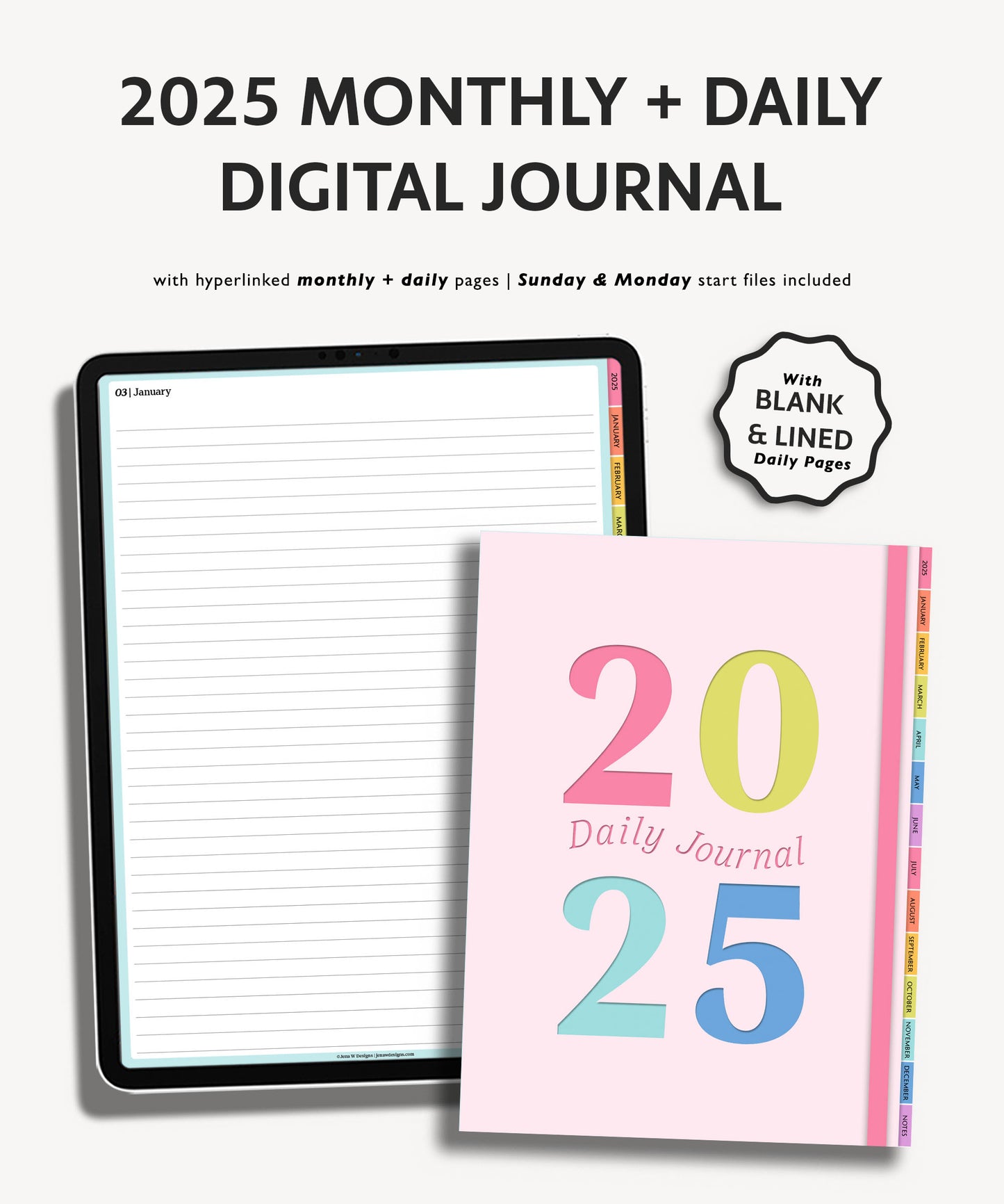 2025 Daily Journal | Minimal Modern Simple Diary