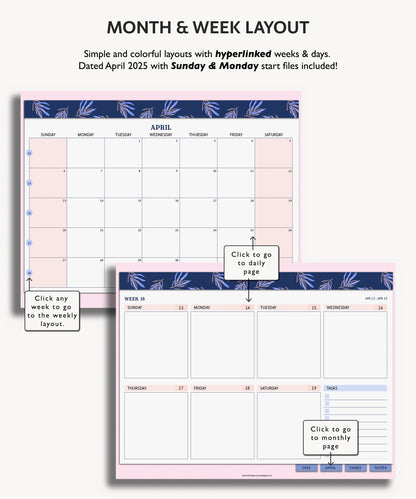 One Month Digital Desk Pad Planner