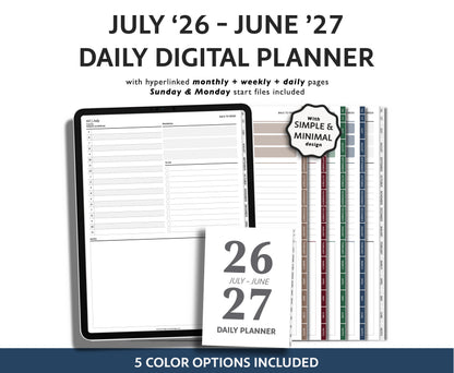 2026 2027 Mid Year Weekly Planner | Minimal Modern Simple Agenda