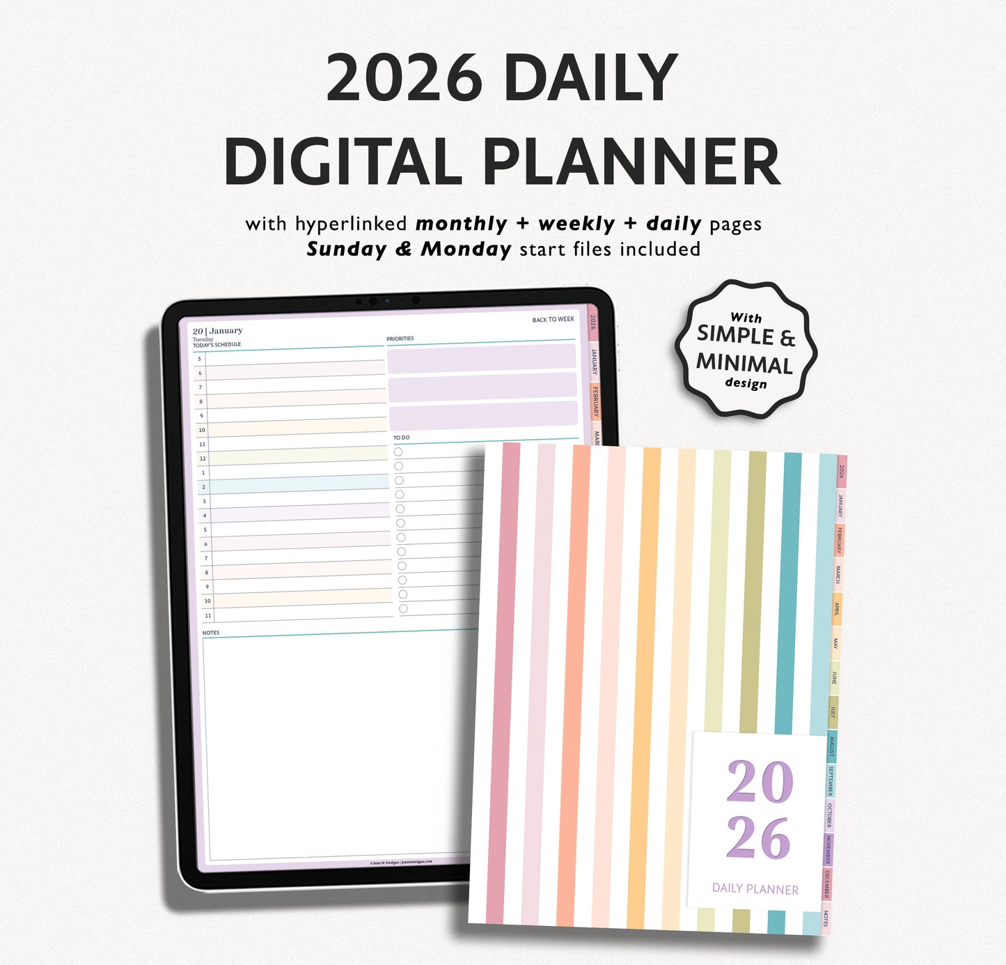 2026 daily digital planner for iPad or Android