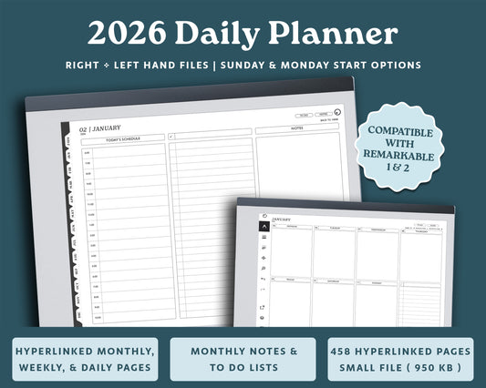 2026 Daily Planner | Landscape Planner for reMarkable 2