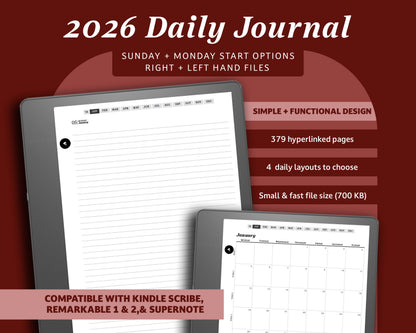 2026 Daily Journal | for Kindle Scribe