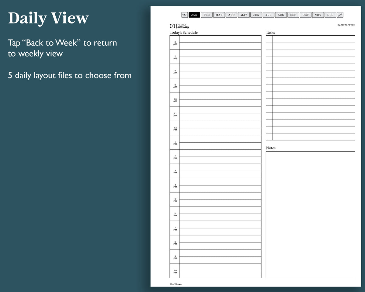 2027 Daily Planner | for reMarkable, Paper Pure, Paper Pro