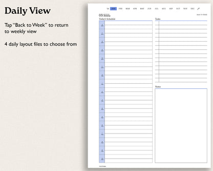 Daily schedule template with time slots and notes for remarkable paper pro