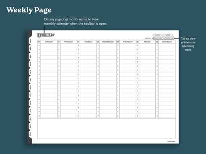 2027 Hourly Weekly Planner | Landscape Planner for reMarkable 2, Paper Pure, Paper Pro
