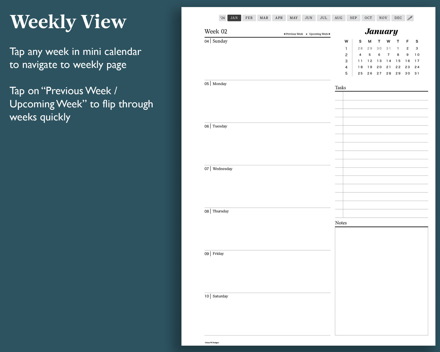 2026 Weekly Planner | for reMarkable
