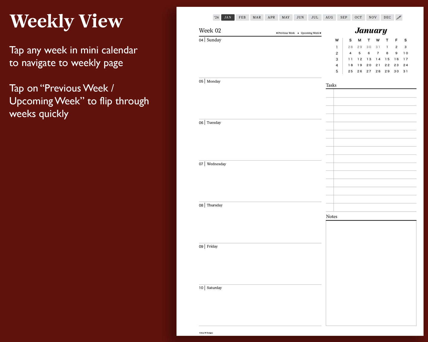 2026 Weekly Digital Planner | for Kindle Scribe