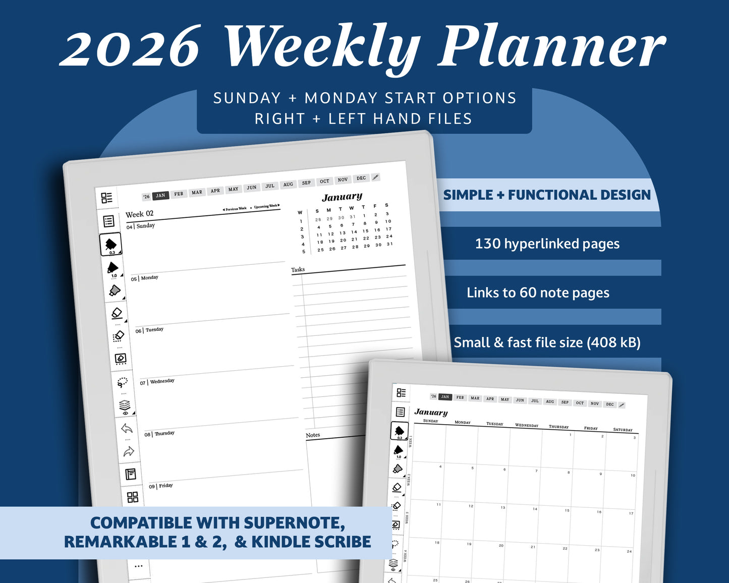 2026 Weekly Digital Planner | for Supernote