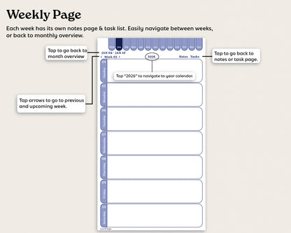 2026 Weekly Digital Planner for reMarkable Paper Pro Move | Minimalist PDF
