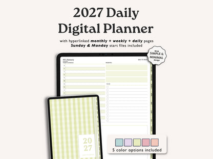 2027 Dated Daily Digital Planner – for iPad & Android Tablets