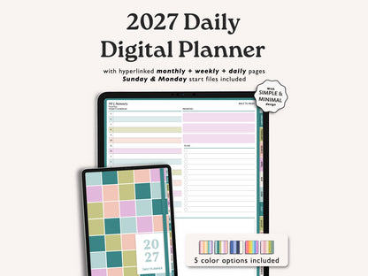 2027 Dated Daily Digital Planner – for iPad & Android Tablets