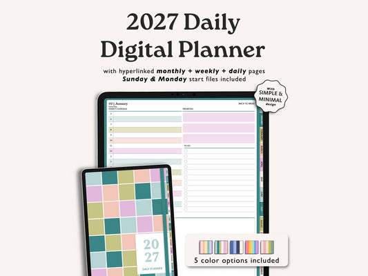 2027 Dated Daily Digital Planner – for iPad & Android Tablets