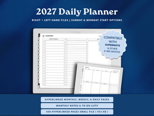 2027 Daily Digital Planner | Landscape Planner for Supernote