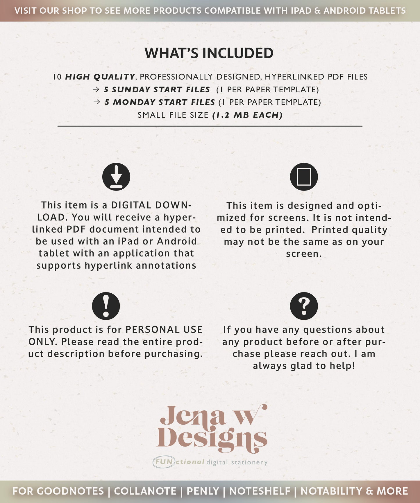 One Month Digital Desk Pad Planner