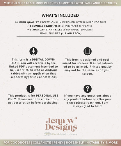 One Month Digital Desk Pad Planner