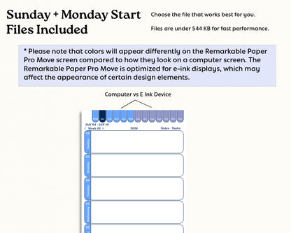 2026 Weekly Digital Planner for reMarkable Paper Pro Move | Minimalist PDF