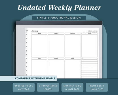 Undated Monthly Weekly Planner with To Do Lists | for e-ink Devices