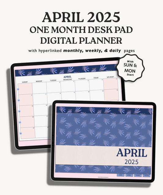 One Month Digital Desk Pad Planner