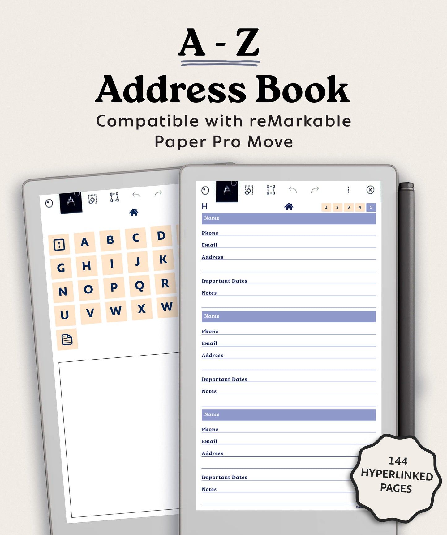 Address Book for reMarkable Paper Pro Move