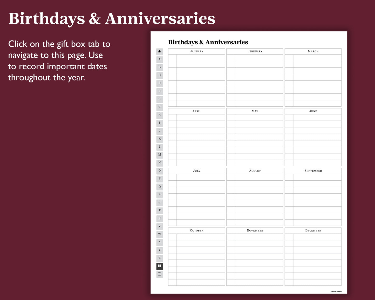 A to Z Address Book | for Supernote