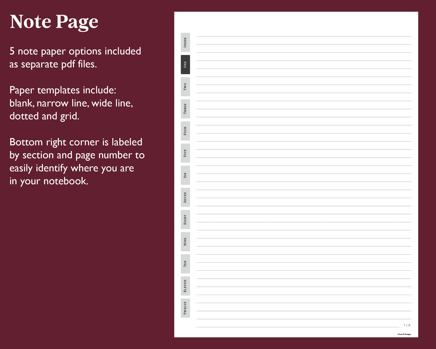 12 Section Notebook | for Supernote