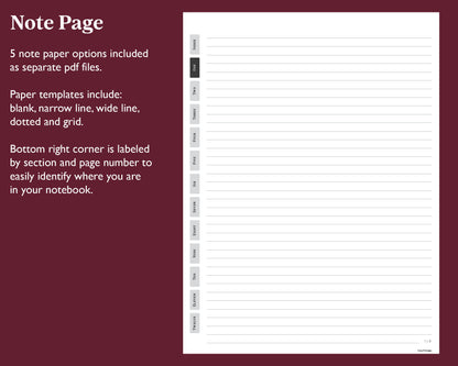 12 Section Notebook | for Supernote