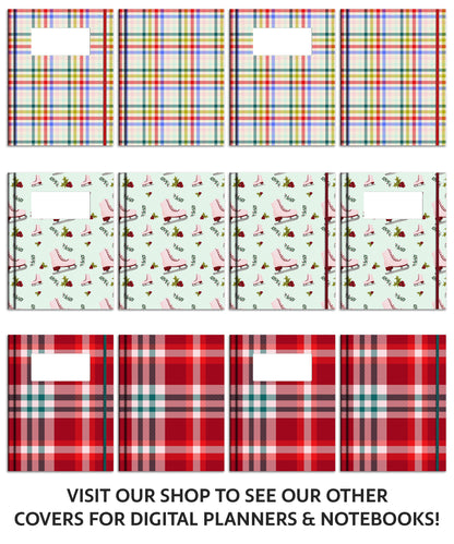 Christmas Digital Planner & Notebook Covers | 48 Plaid Covers