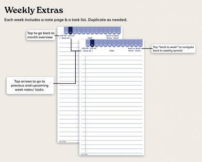 2026 Weekly Digital Planner for reMarkable Paper Pro Move | Minimalist PDF
