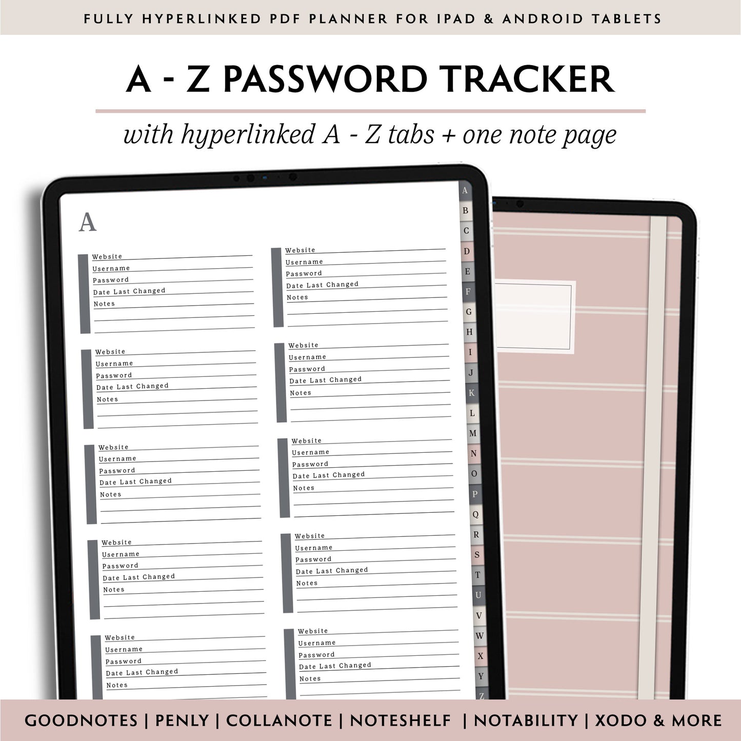 A-Z Tab Digital Password Book