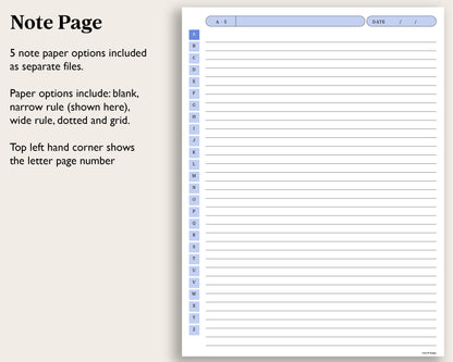 A to Z Tab Notebook | for reMarkable Paper Pro