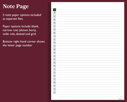 A to Z Tab Notebook | for Supernote