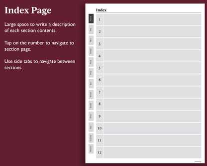 12 Section Notebook | for Supernote