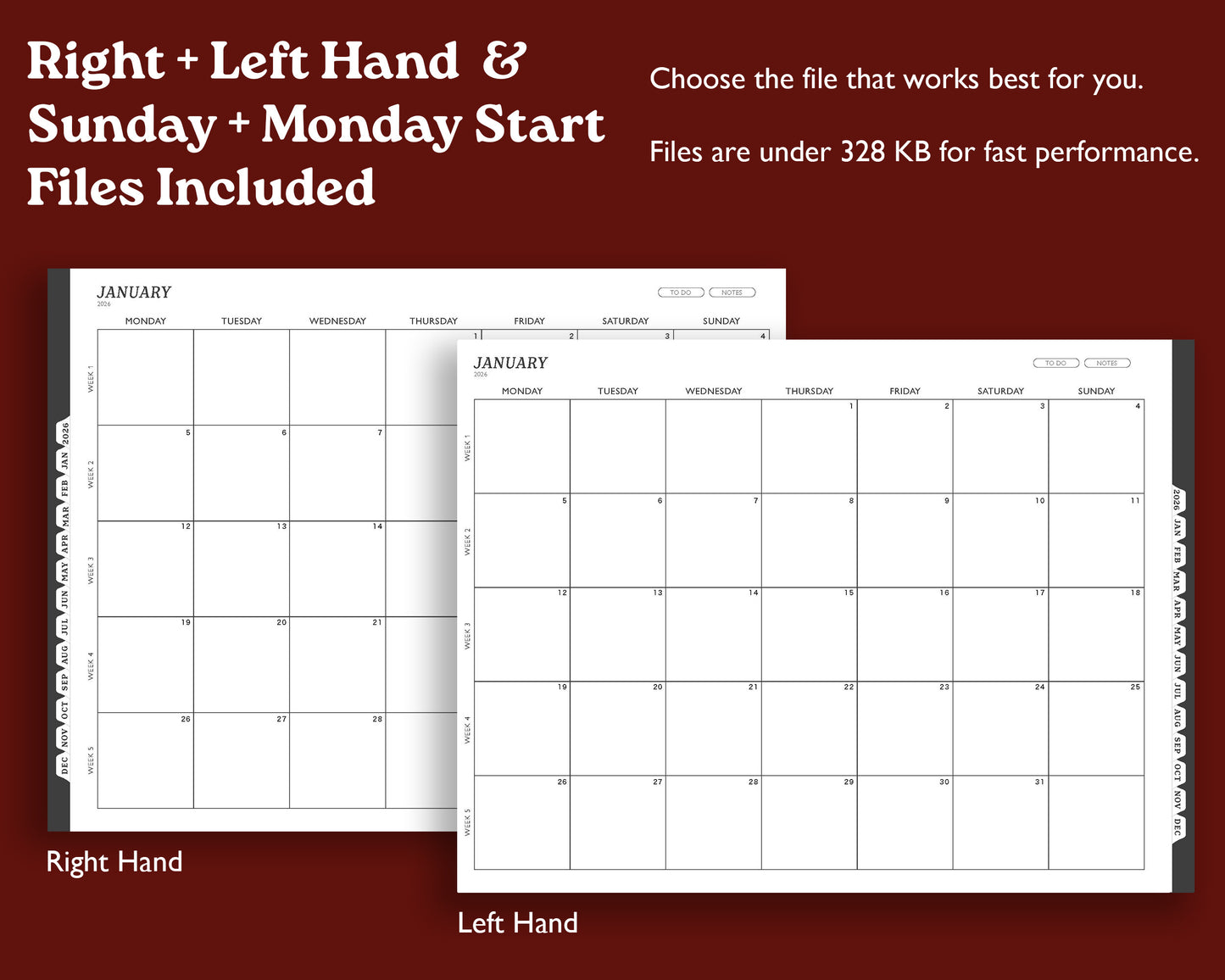 2026 Digital Planner for Kindle Scribe | Landscape Monthly Weekly Agenda