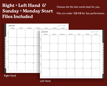 2026 Digital Planner for Kindle Scribe | Landscape Monthly Weekly Agenda