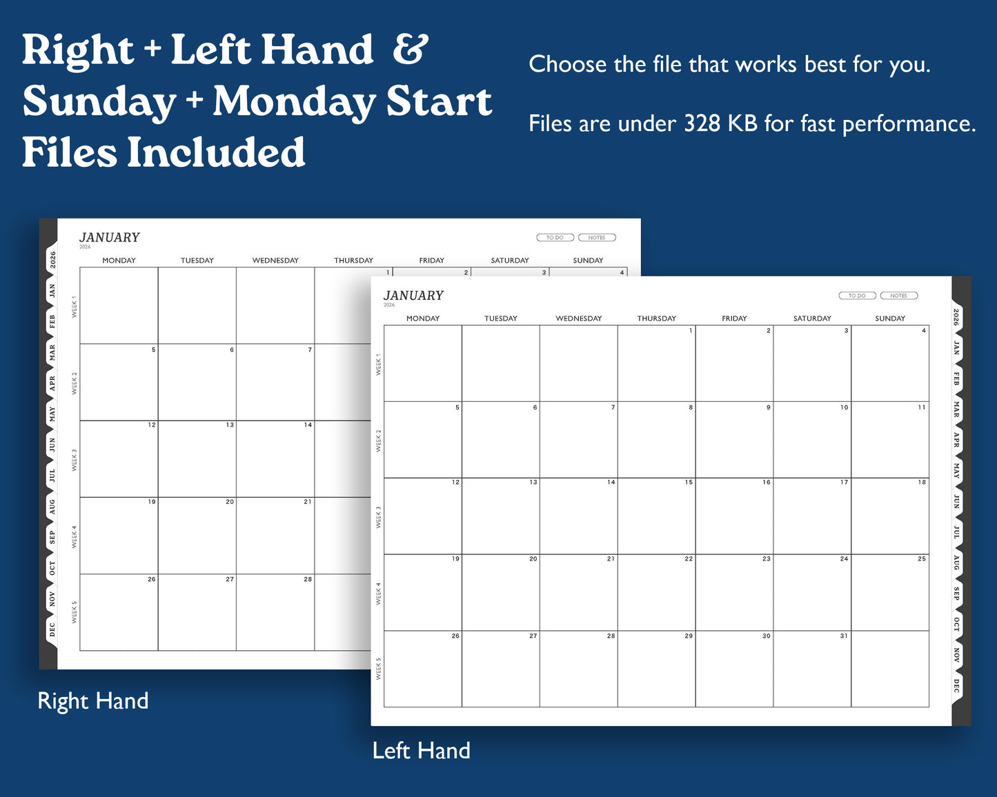 2026 Digital Planner for Supernote: Landscape Monthly Weekly Agenda