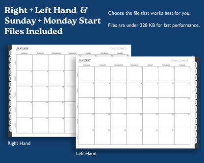 2026 Digital Planner for Supernote: Landscape Monthly Weekly Agenda