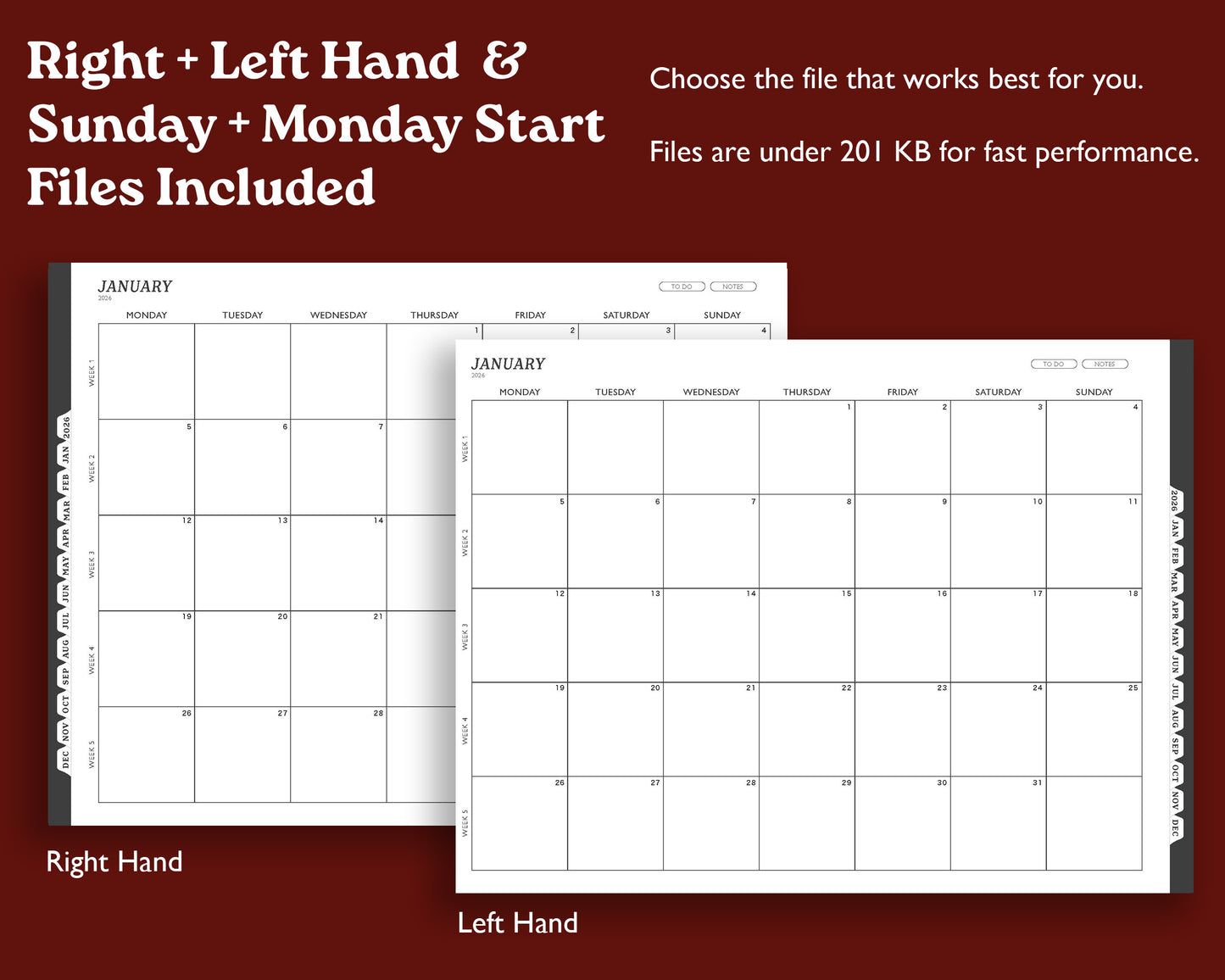 2026 Digital Planner for Kindle Scribe | Landscape Monthly Agenda