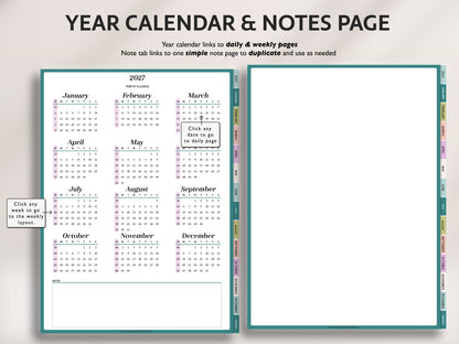 2027 Dated Daily Digital Planner – for iPad & Android Tablets