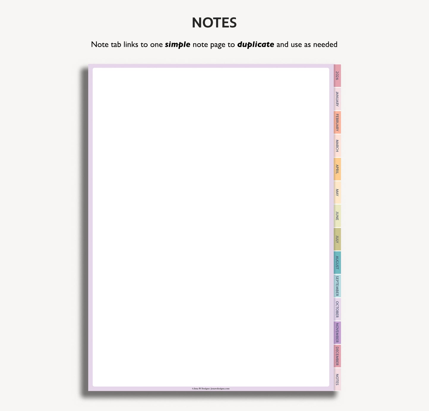 2026 Dated Daily Digital Planner – for iPad & Android Tablets