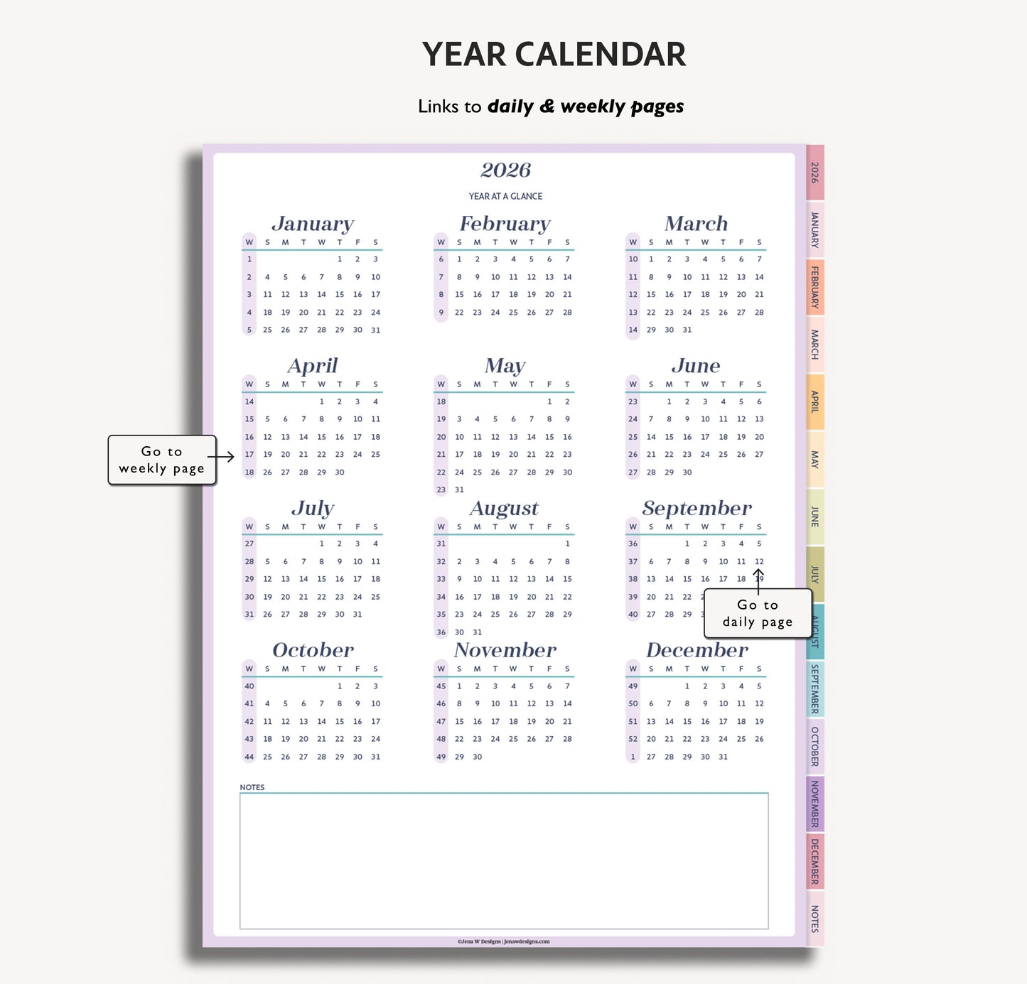 2026 yearly calendar with hyperlinks