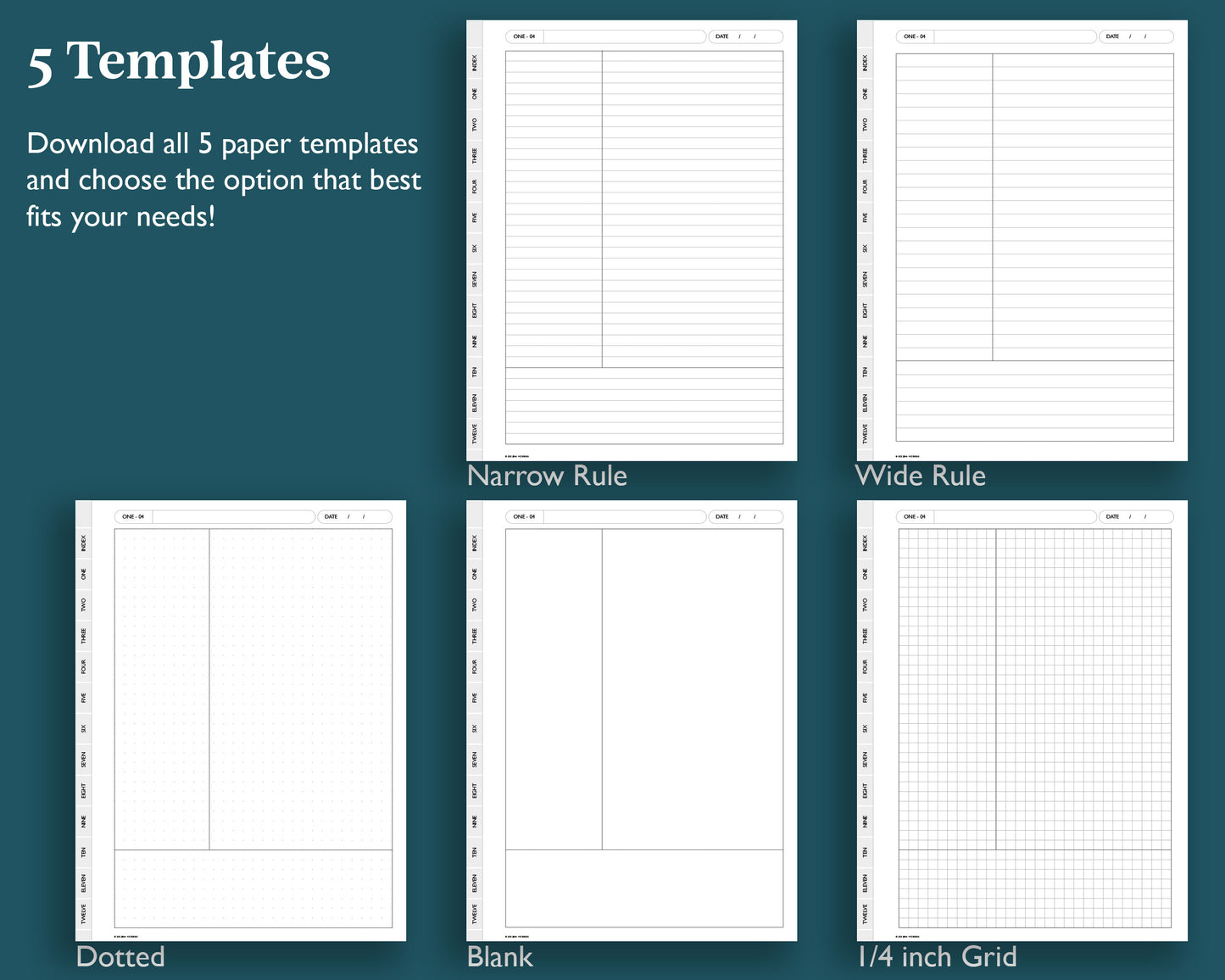 12 Section Cornell Notebook | for e-ink Devices