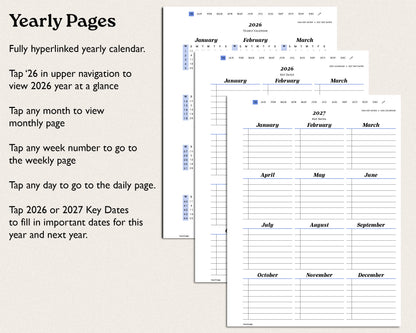 2026 Daily Digital Planner for reMarkable Paper Pro — Minimalist, Hyperlinked & Dated PDF