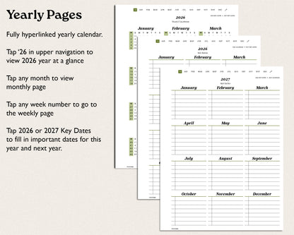 2026 Weekly Digital Planner for reMarkable Paper Pro – Minimalist Hyperlinked PDF Agenda & Digital Notebook | Sunday or Monday Start, 5 Colors