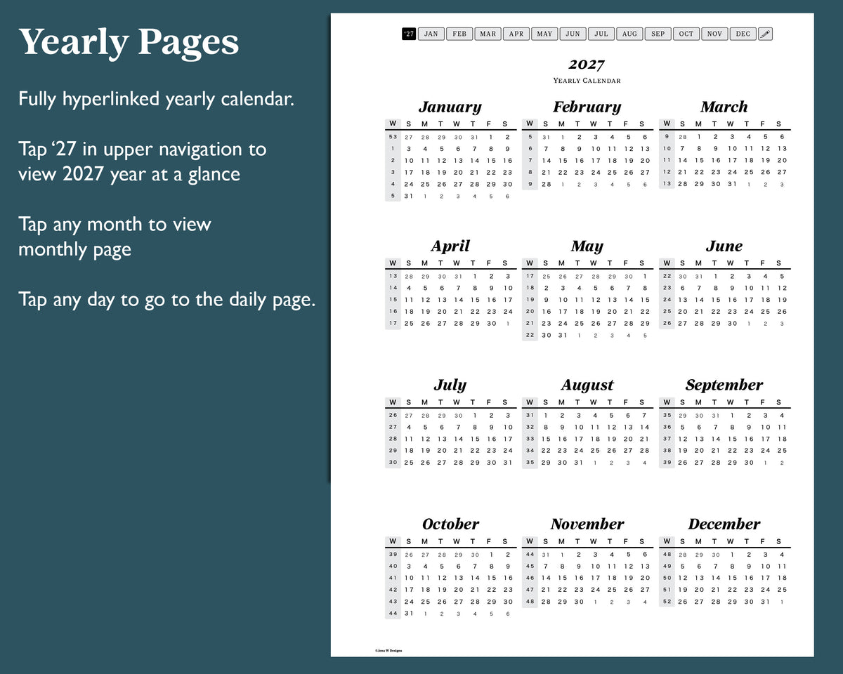 2027 Daily Journal | for reMarkable 2, Paper Pure, & Paper Pro