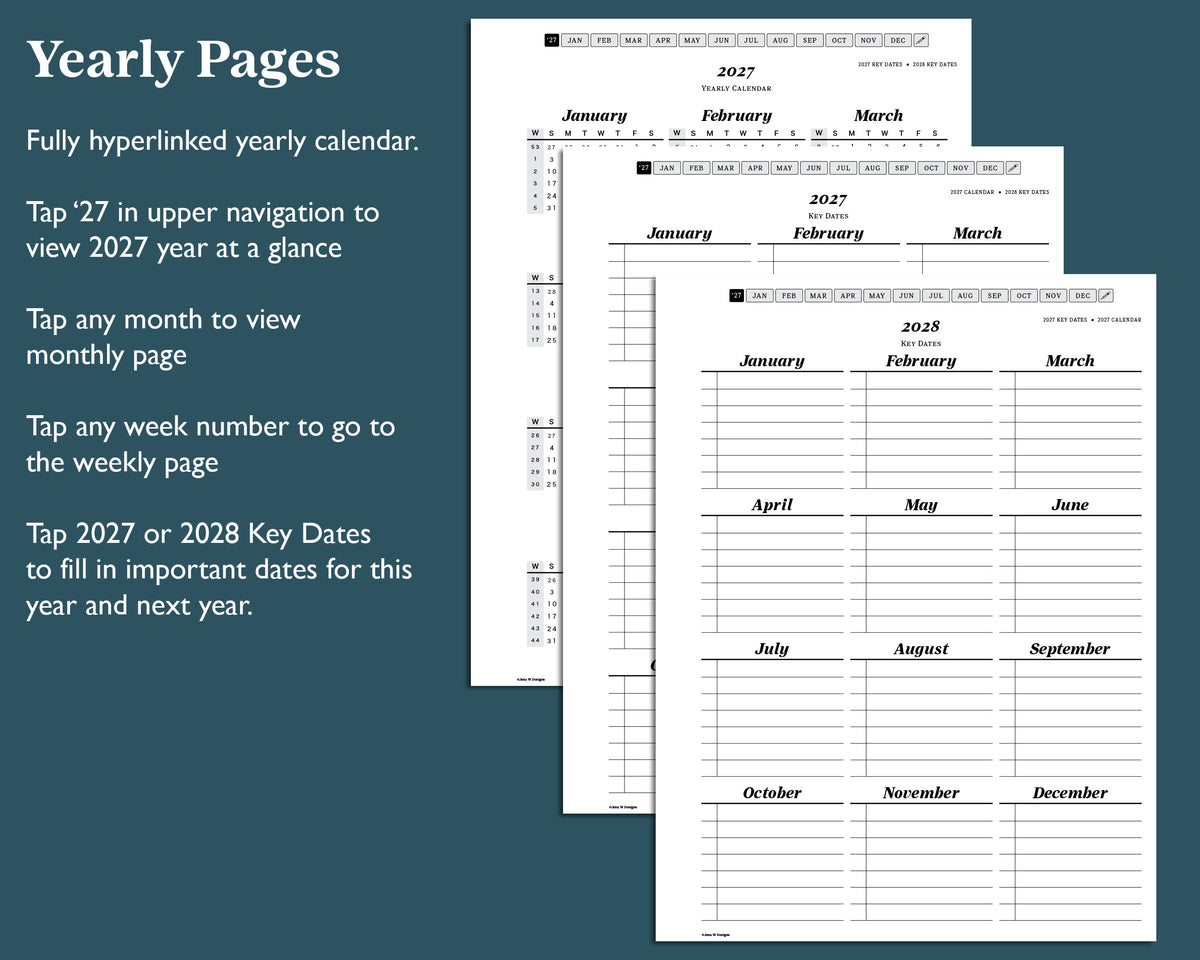 2027 Weekly Planner | for reMarkable, Paper Pure, Paper Pro