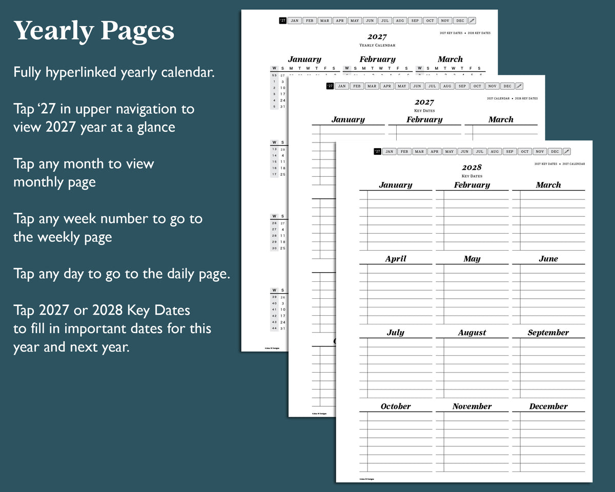 2027 Daily Planner | for reMarkable, Paper Pure, Paper Pro