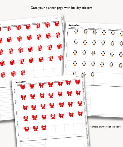 Digital Planner Date Dot Stickers | Christmas Holiday